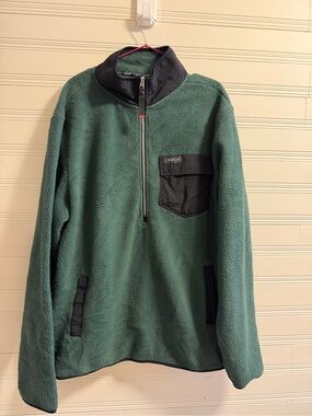 Canada Weather Gear Sherpa Fleece Quarter Zip Pullover Green Mens XXL Cozy